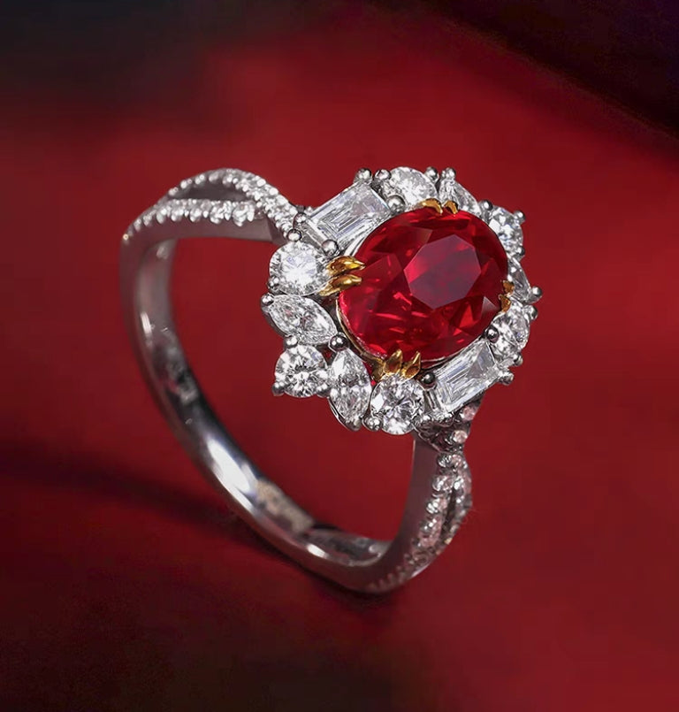 "Crimson Majesty" 3 Carat Synthetic Ruby Open Ring